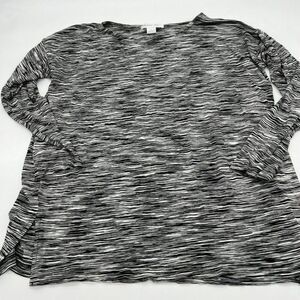 August Silk Black White Print Jersey Long Sleeve Tunic Top Large